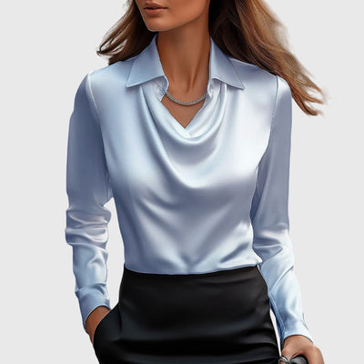 Sylvie | Blouse avec éclat luxueux et col plissé