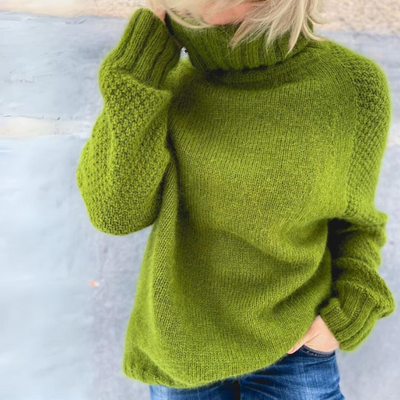 Eleganza | Pull Col Roulé Élégant Angela Vert Pomme