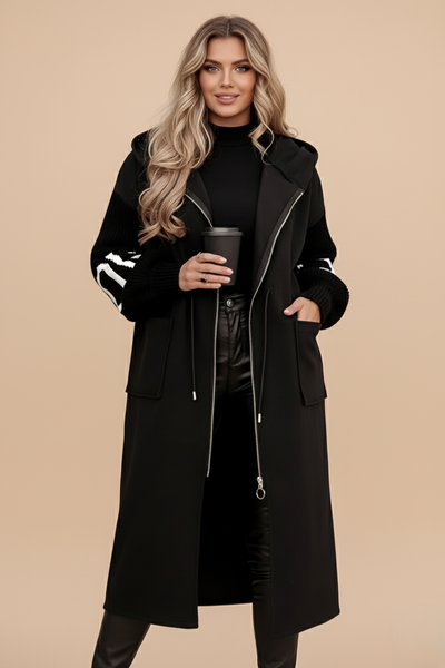 Cassey | Veste femme avec manches en maille et capuche