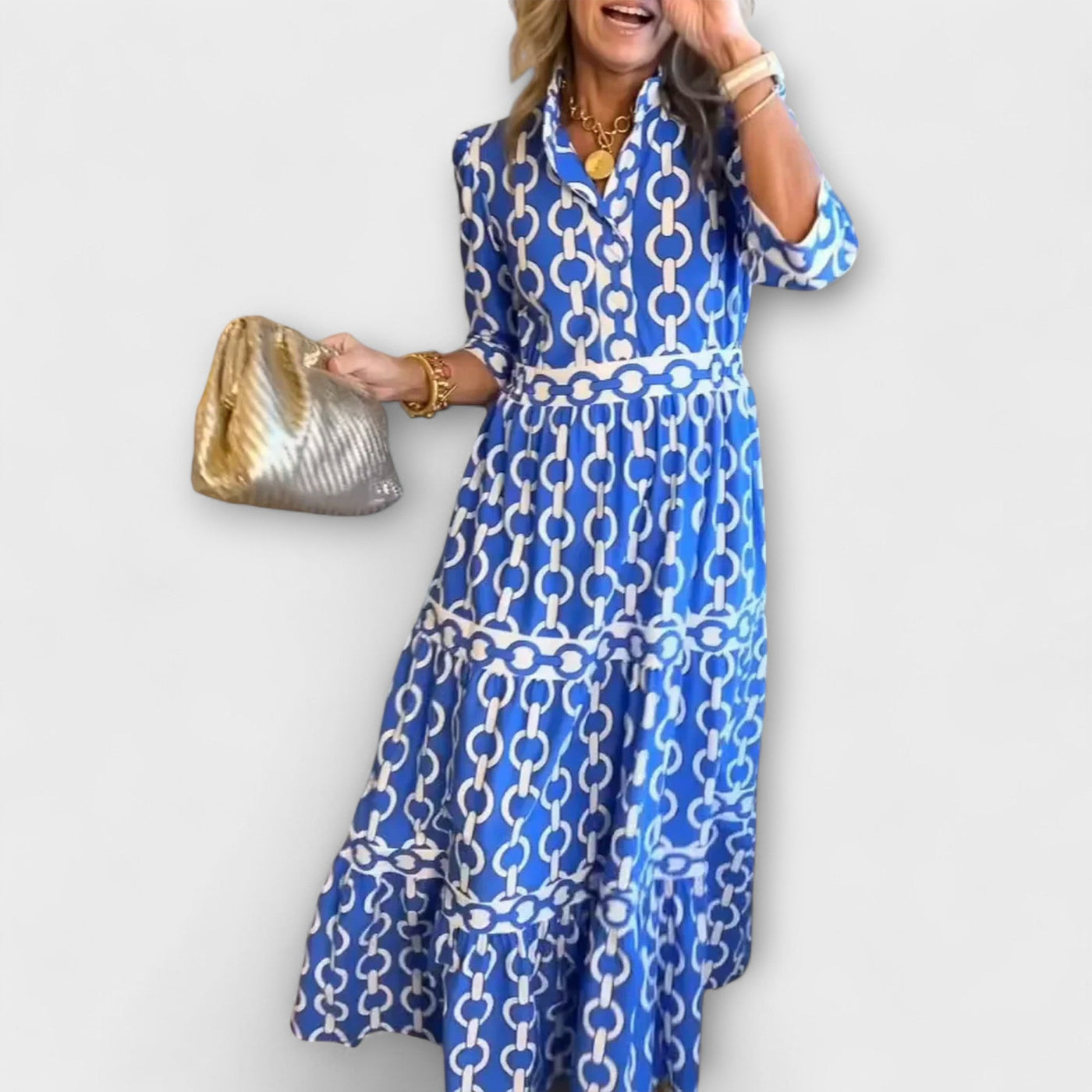 Sophia | Robe Midi avec Motif Chaîne