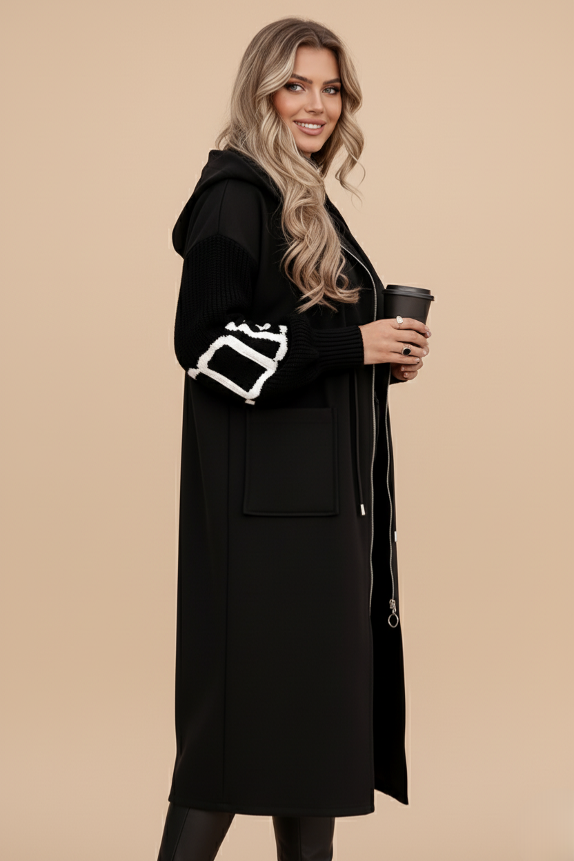 Cassey | Veste femme avec manches en maille et capuche