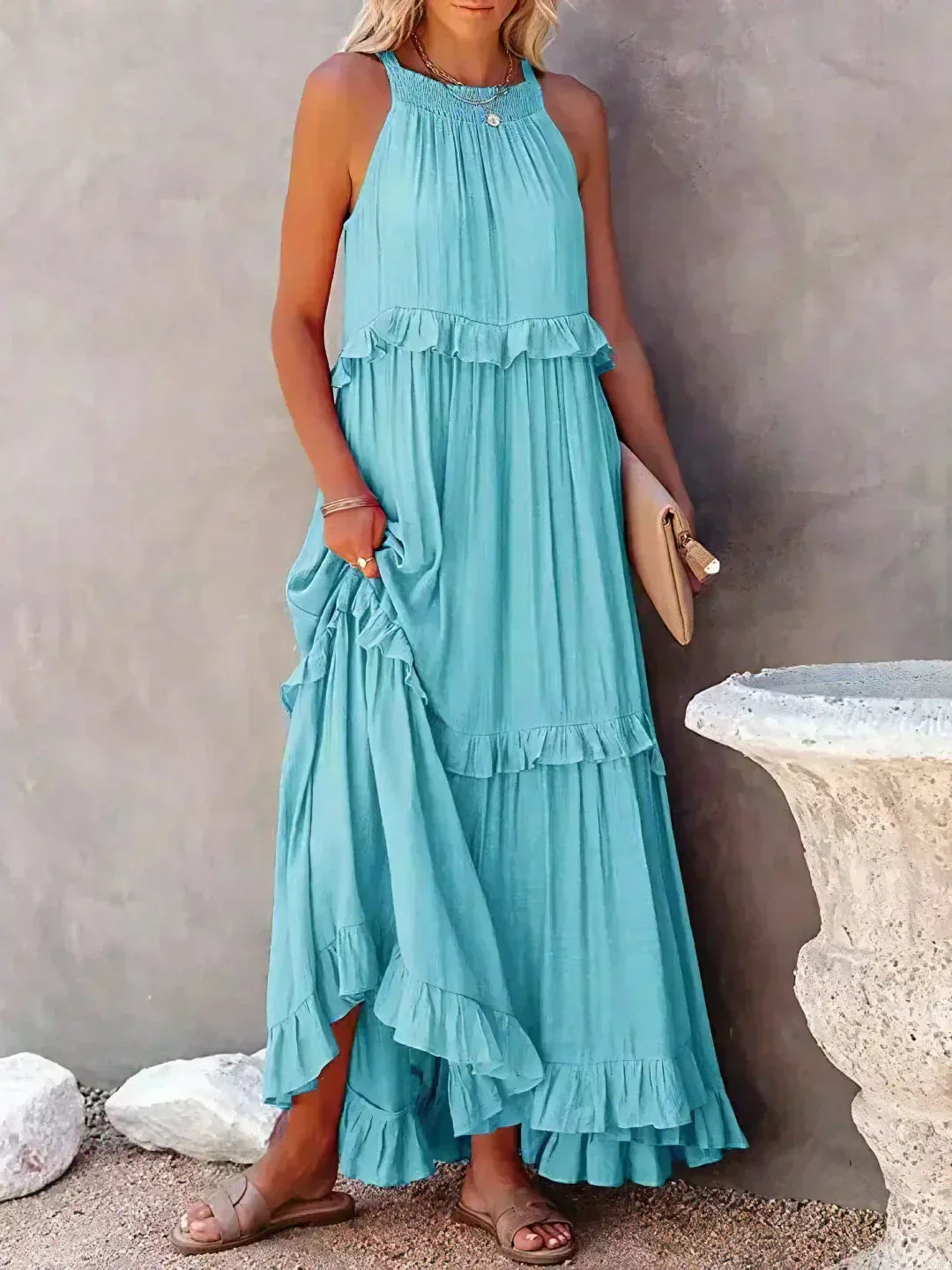 Sarah | Robe Maxi Volant Halter (Presque épuisé)