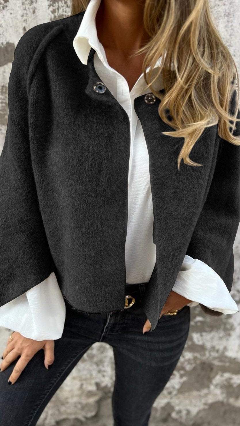 BEA | Manteau en laine femme à col rond et manches longues
