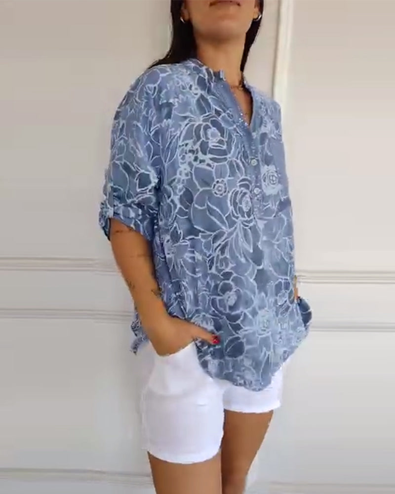 Sere | Blouse Col V Boutonnée Imprimée