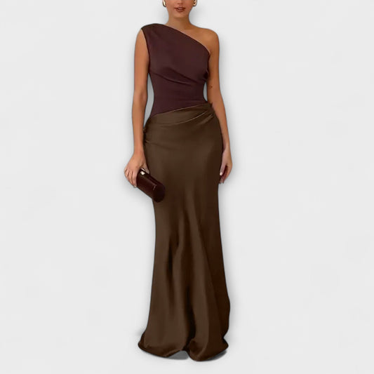 Duc | Robe Maxi Plissée Élégante à Une Épaule