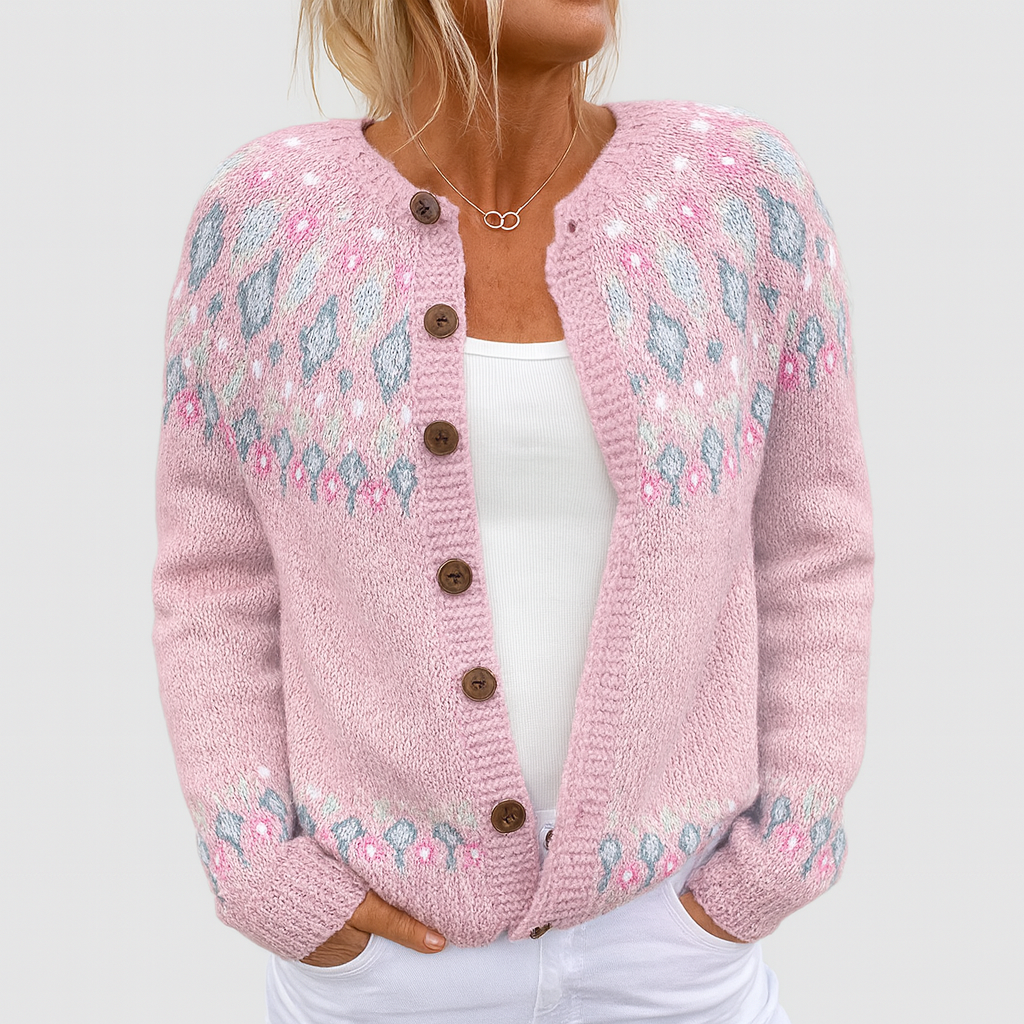 Elva | Cardigan Tricoté Lâche avec Motif