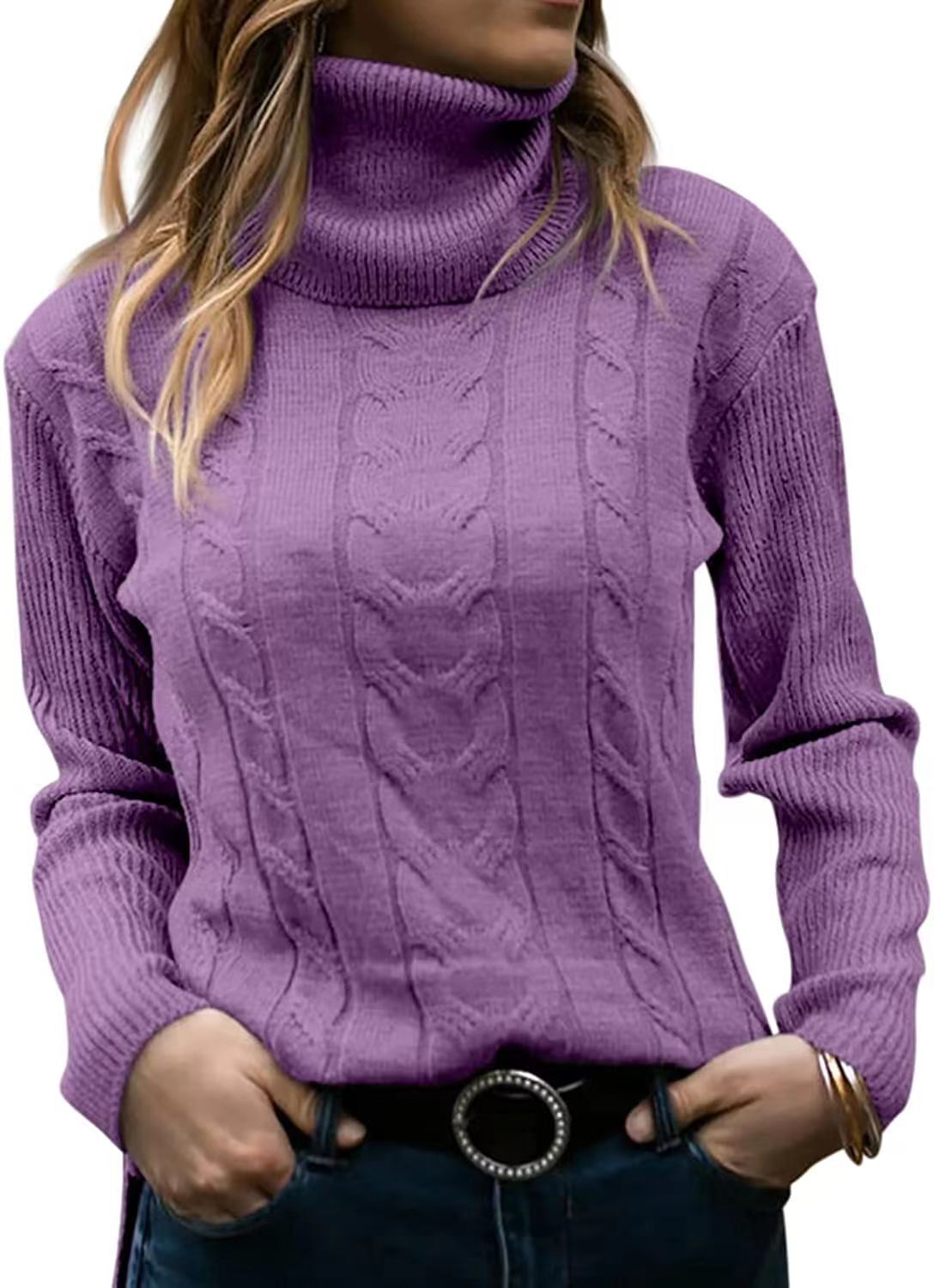 ODETTE | PULL COL ROULEAU EN MAILLE CABLEE