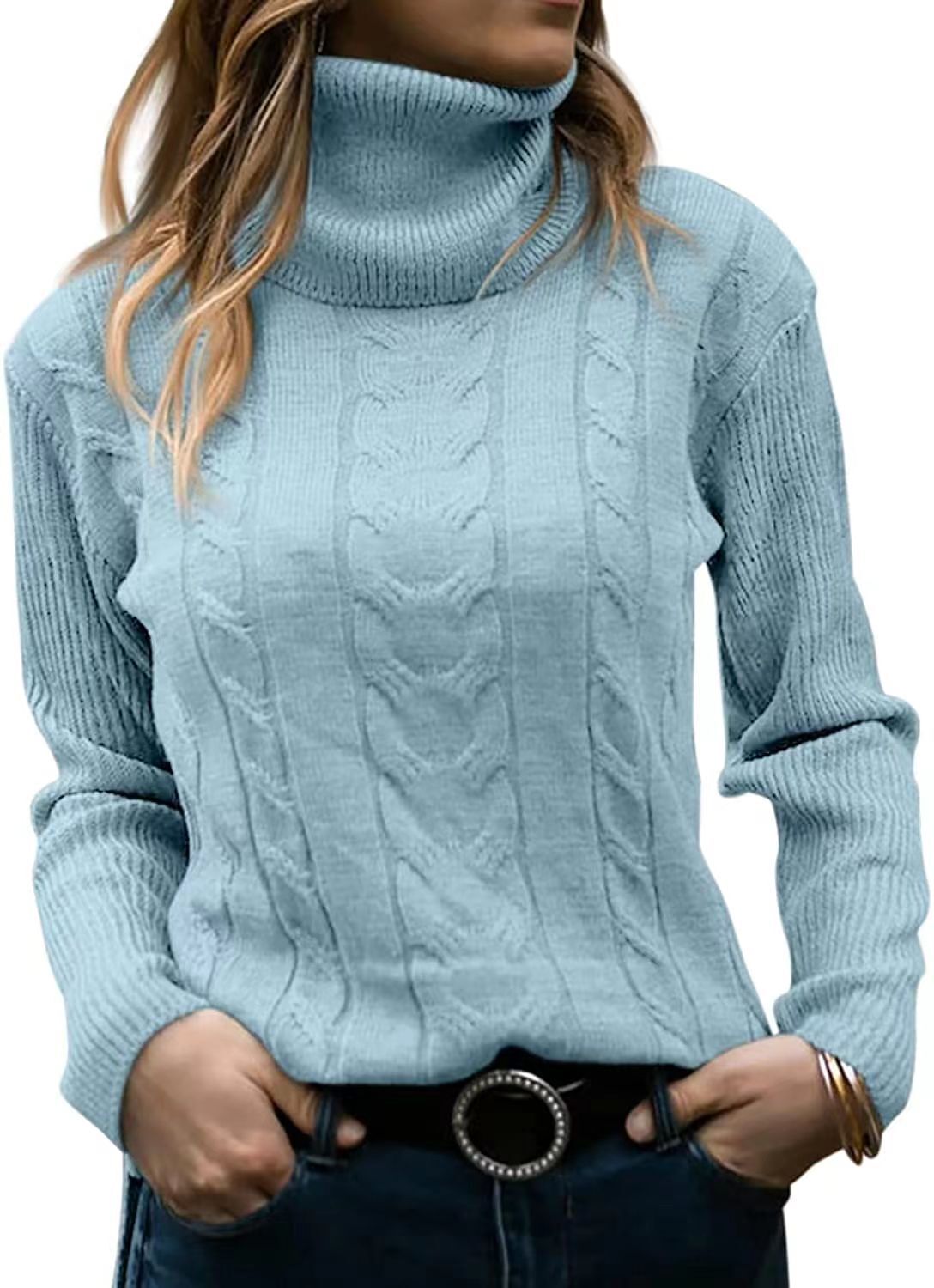 ODETTE | PULL COL ROULEAU EN MAILLE CABLEE