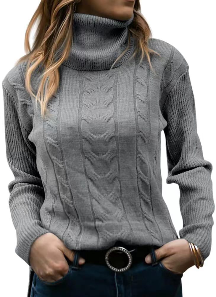 ODETTE | PULL COL ROULEAU EN MAILLE CABLEE