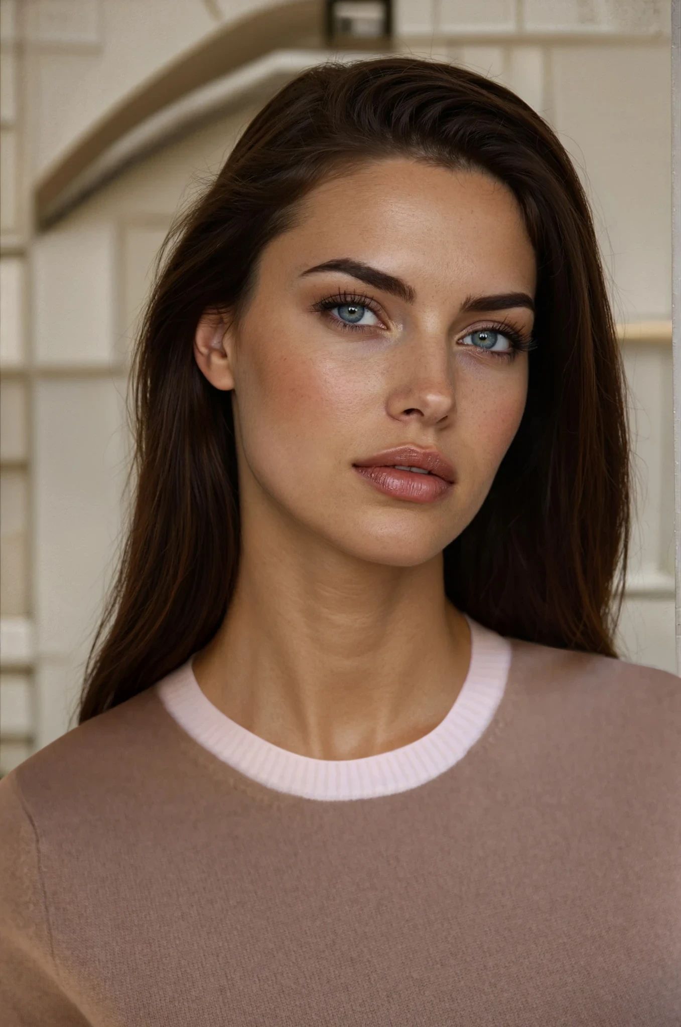 Pull Eve manches courtes en laine et cachemire - Taupe