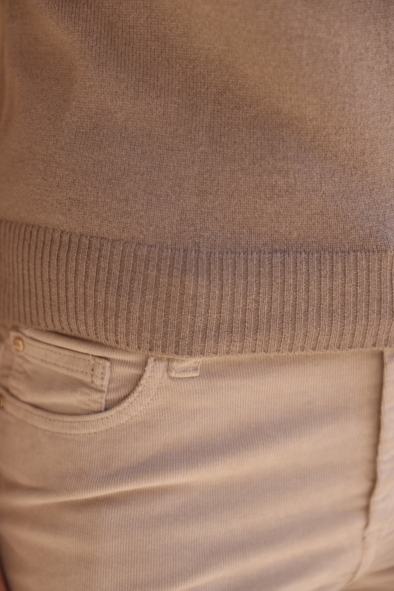 Pull Eve manches courtes en laine et cachemire - Taupe