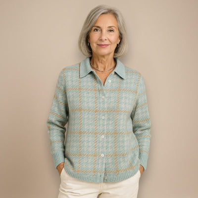 Tara | Blouse à Carreaux avec Accents de Couleur Sable