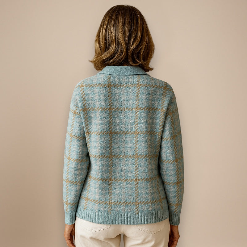 Tara | Blouse à Carreaux avec Accents de Couleur Sable