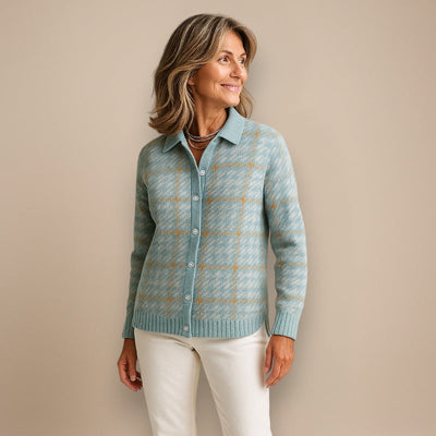 Tara | Blouse à Carreaux avec Accents de Couleur Sable