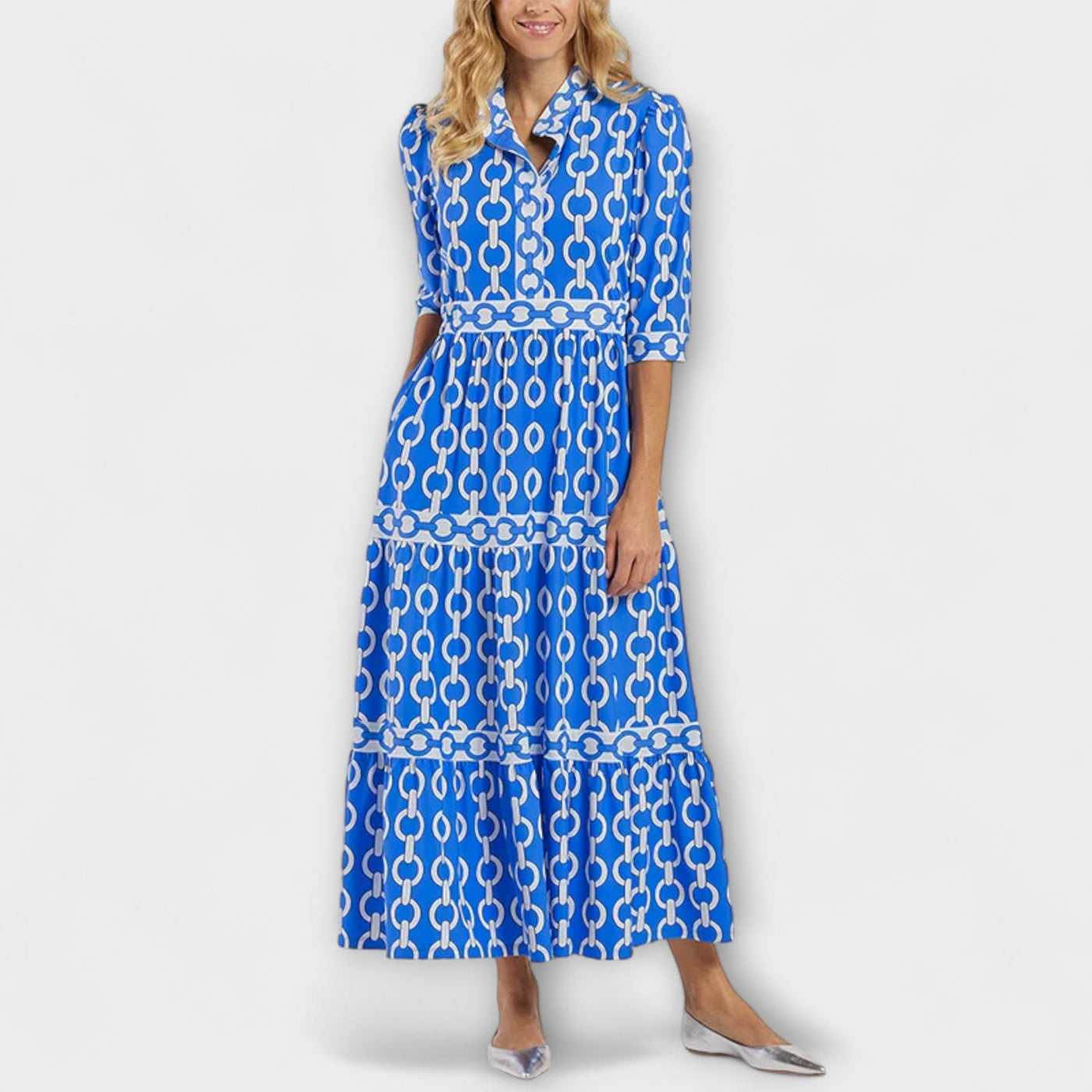 Sophia | Robe Midi avec Motif Chaîne