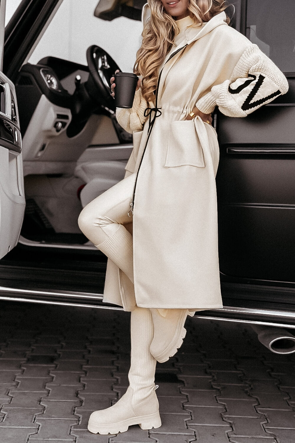 Amélie™ | Manteau Femme avec Manches Tricotées