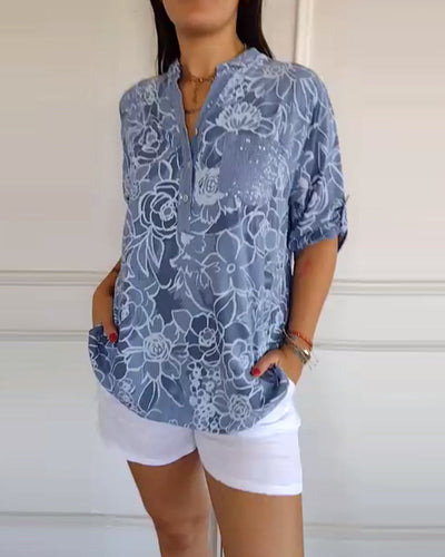 Sere | Blouse Col V Boutonnée Imprimée