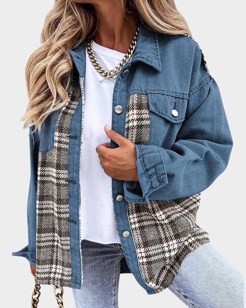 Skylar | Veste en Jean à Carreaux