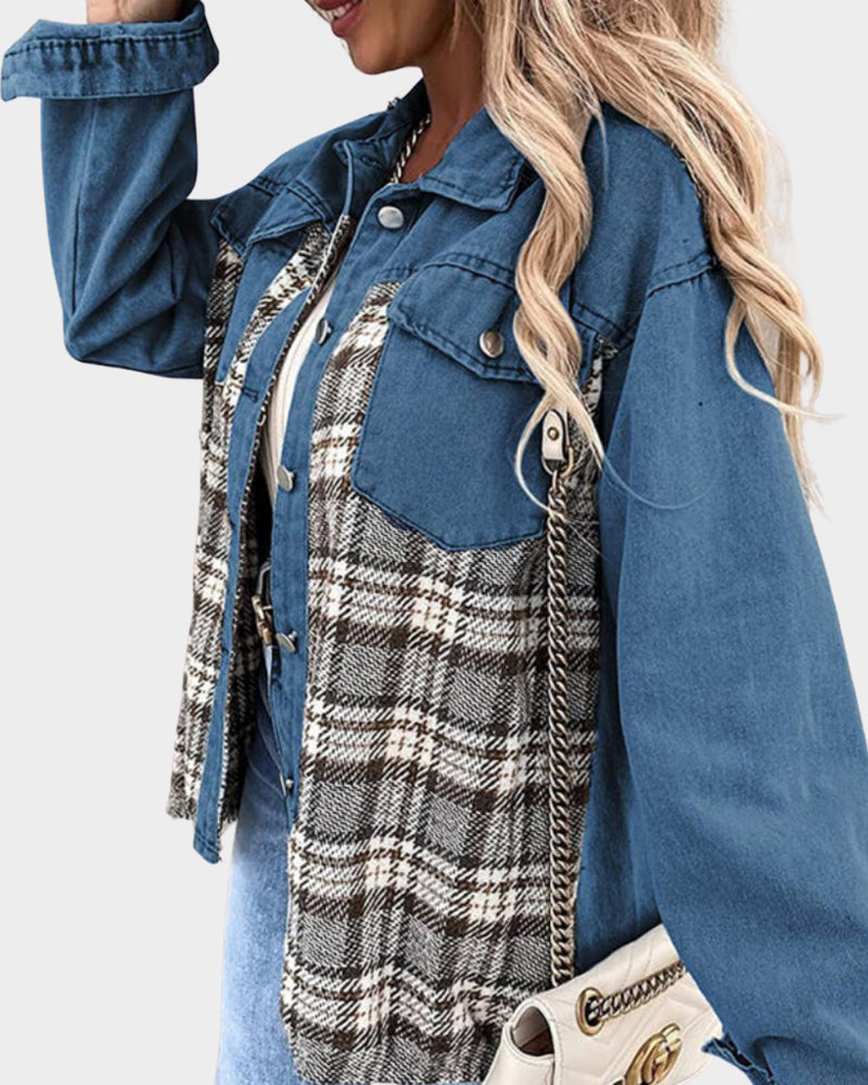 Skylar | Veste en Jean à Carreaux