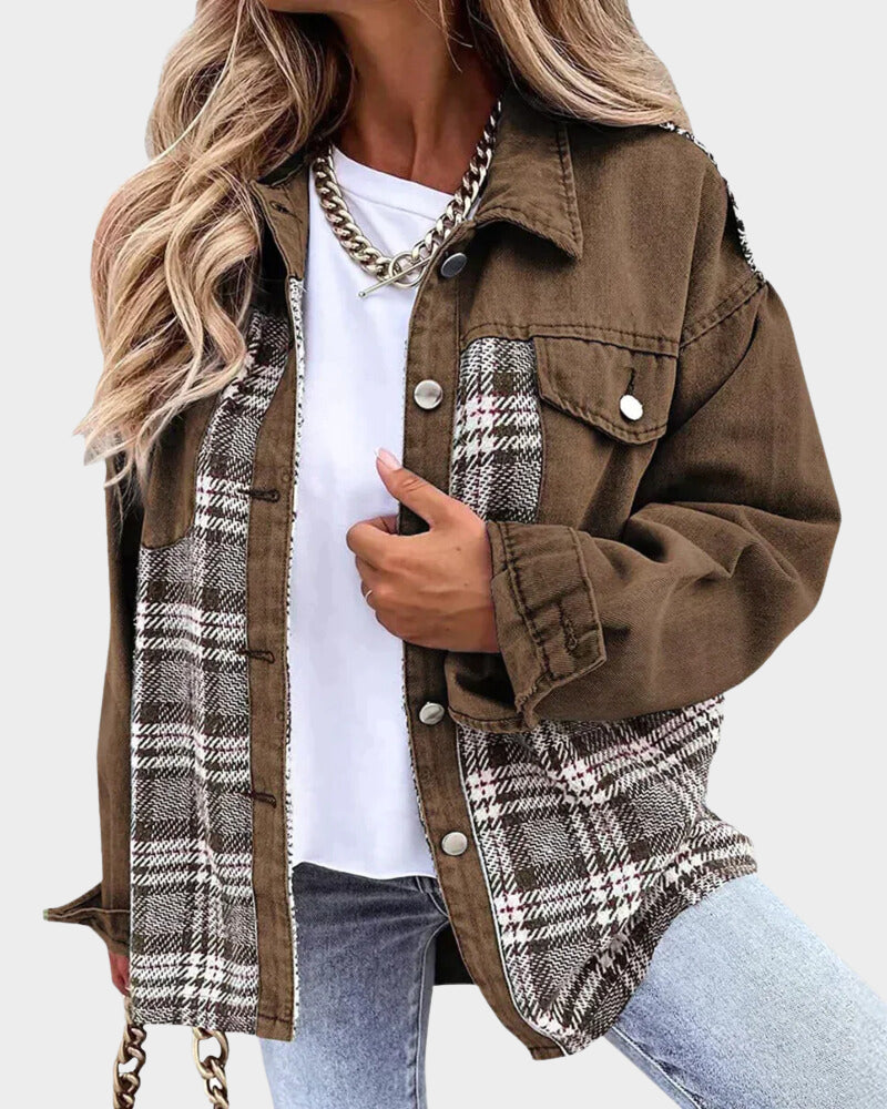 Skylar | Veste en Jean à Carreaux