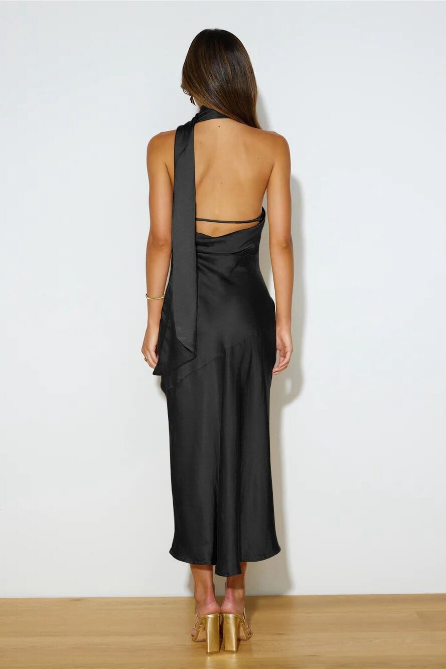 Chloe | Robe Midi en Soie de Luxe avec Col Américain