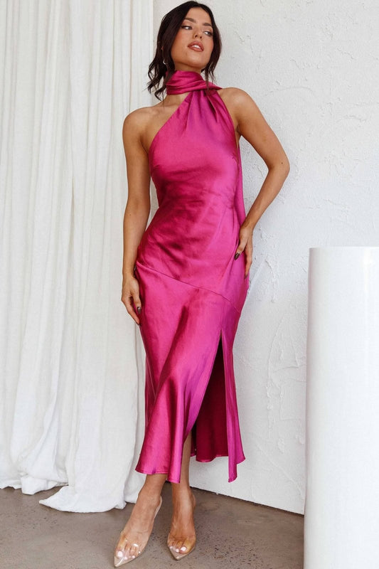 Chloe | Robe Midi en Soie de Luxe avec Col Américain