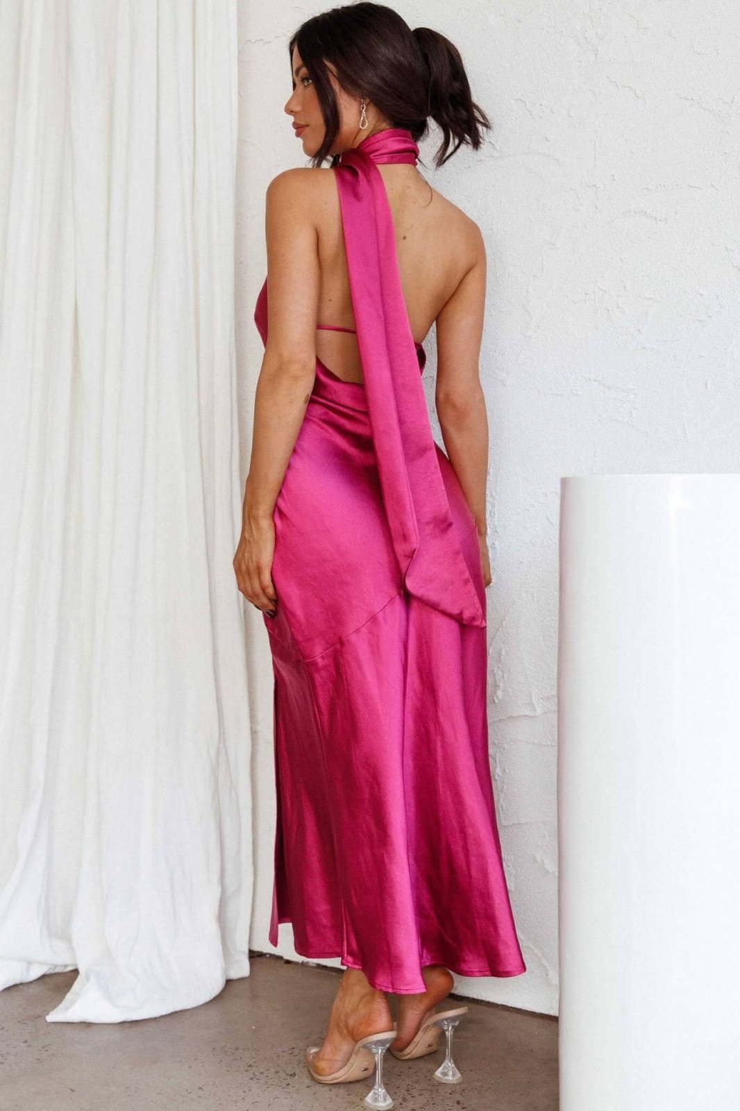 Chloe | Robe Midi en Soie de Luxe avec Col Américain