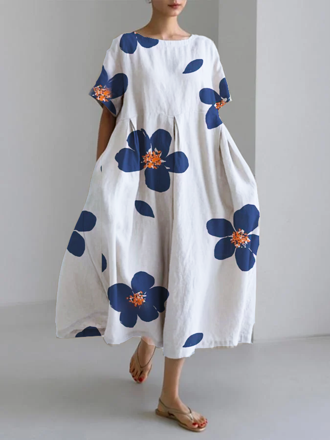 CATHERINE | Robe longue d'été à fleurs lumineuses et confort doux pour les journées ensoleillées