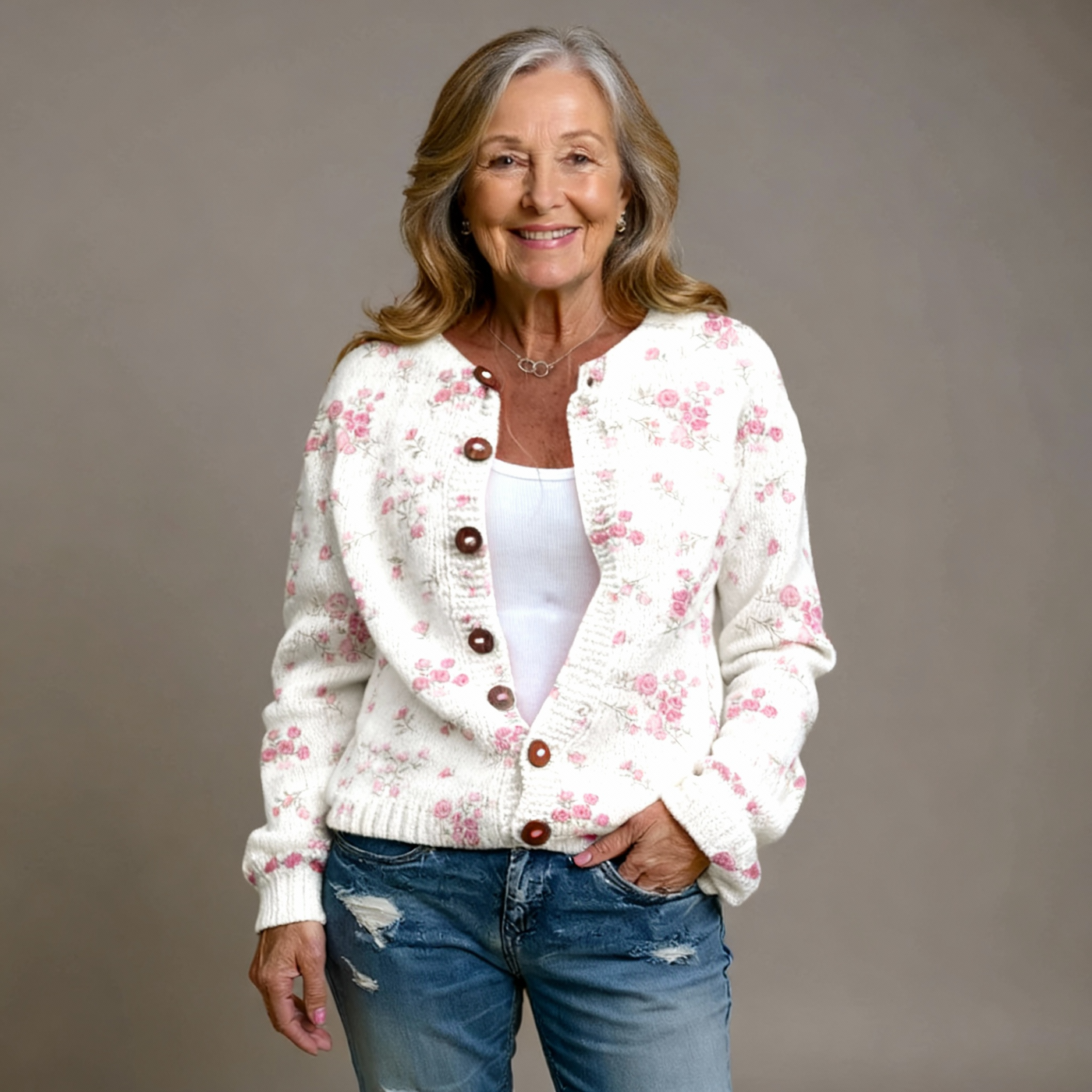 Stella | Cardigan Rose Pâle