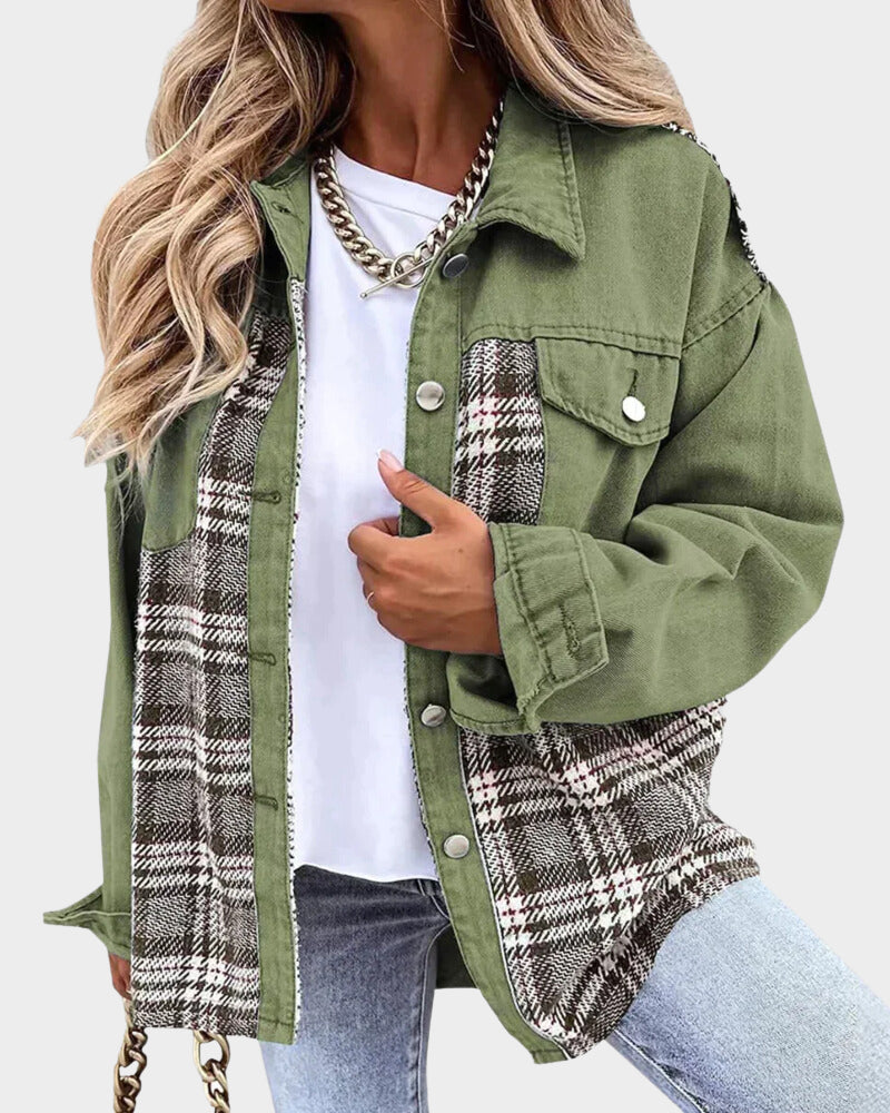 Skylar | Veste en Jean à Carreaux