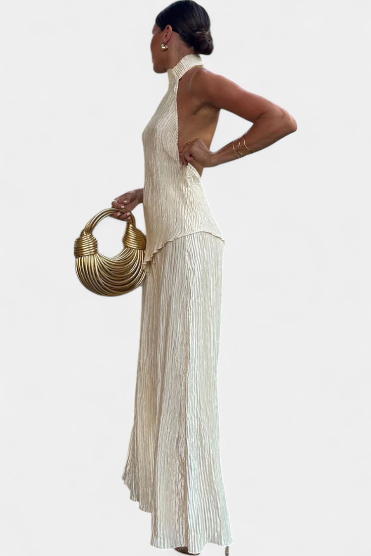 Axelle | Ensemble élégant haut plissé et pantalon fluide