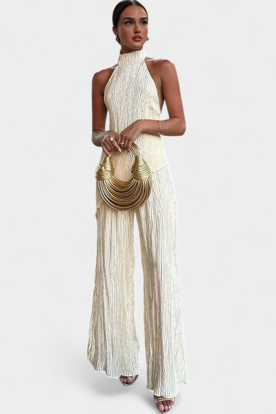 Axelle | Ensemble élégant haut plissé et pantalon fluide