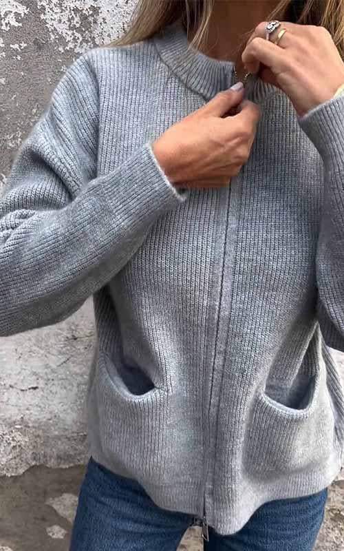 Odile | Veste en coton zippée tricotée