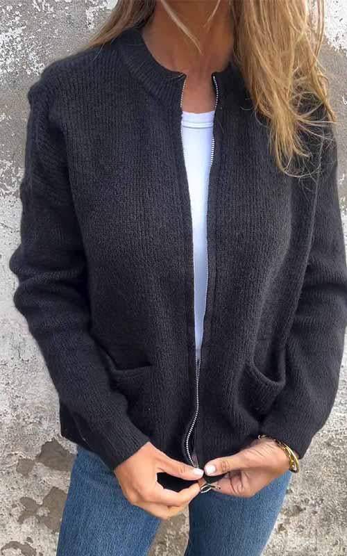 Odile | Veste en coton zippée tricotée