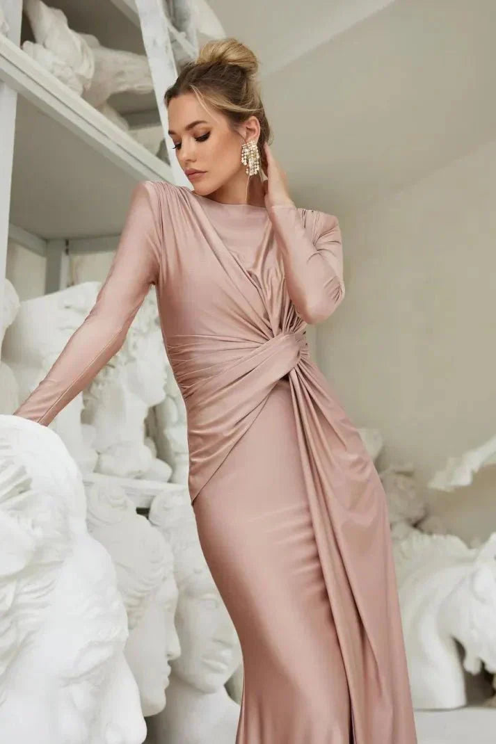 Michaela | Robe Maxi à Manches Longues et Twist Front