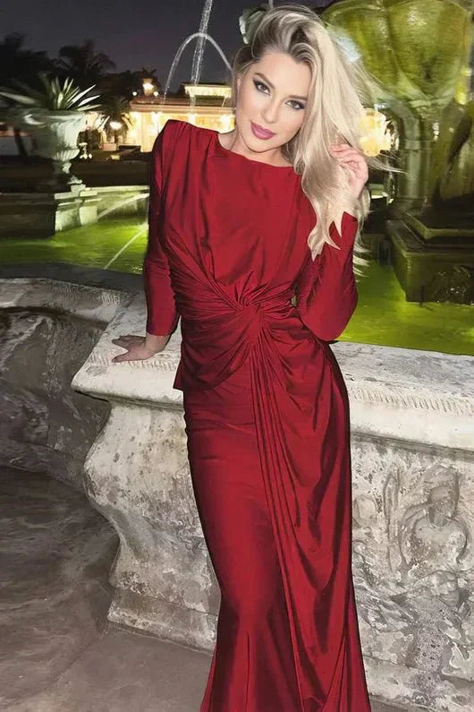 Michaela | Robe Maxi à Manches Longues et Twist Front