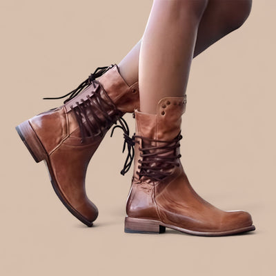 Ruth & Eleanor™ | Bottes en Cuir Élégantes avec Lacets