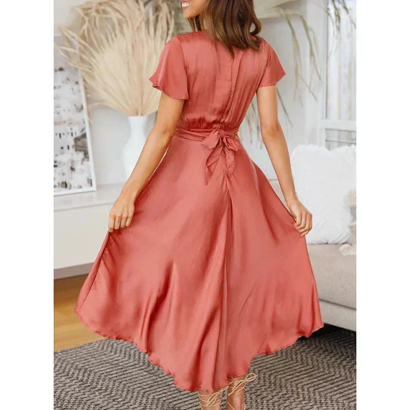 Rosella | Robe Midi Élégante avec Manches Flutter