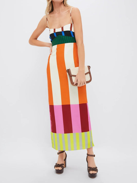 Paloma | Robe Maxi Colorée à Rayures